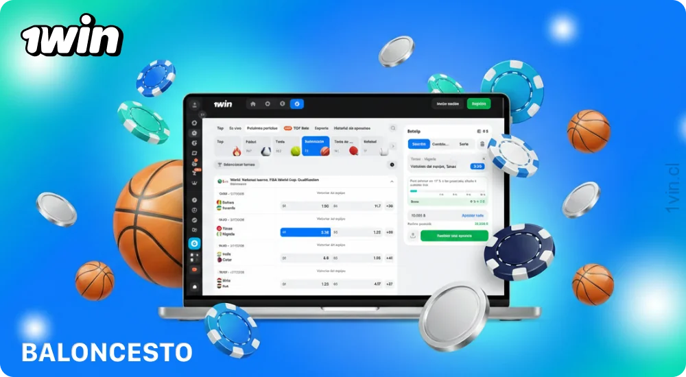 En 1win Chile puedes apostar en torneos de baloncesto y competiciones internacionales